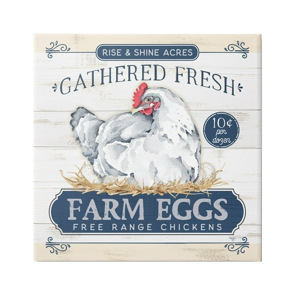 Stupell Industries Fresh Farm Eggs Rustic Animals & Insects Painting Gallery Wrapped Canvas Print Wall Art, 17 x 17