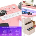 thumbnail image 4 of L Shaped Computer Desk Gaming Desk with Power Outlets LED Lights 3 Drawers Storage Shelves Corner Gaming Desk Home Office Workstation Modern Ergonomic Design, 4 of 9