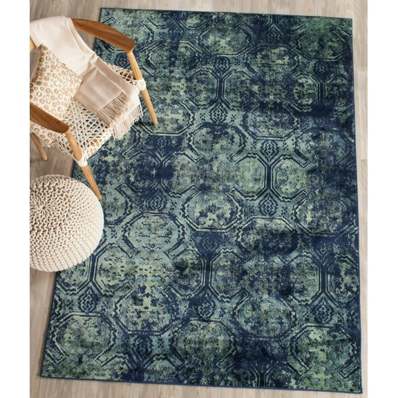 SAFAVIEH Vintage Jerrald Damask Area Rug, Navy, 4' x 5'7"