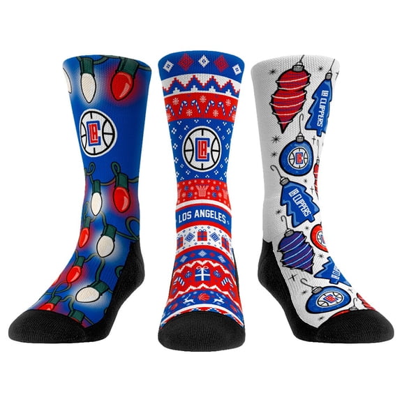 Rock Em Socks LA Clippers Unisex Holiday 3-Pack Crew Socks