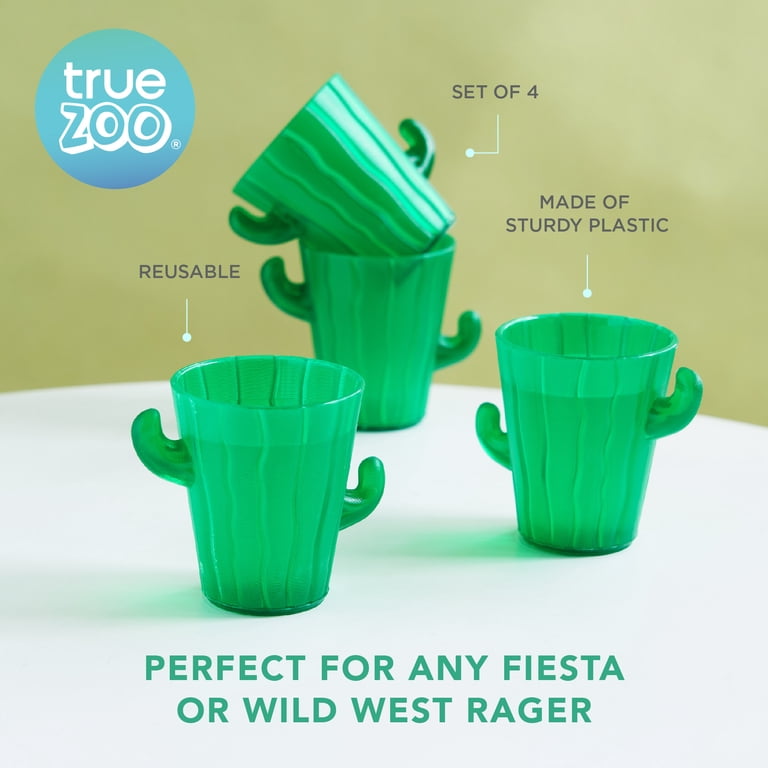 TrueZoo Cactus Shot Glasses Plastic Funny Shot Glass, 2 oz Set of 4, Green  - Walmart.com