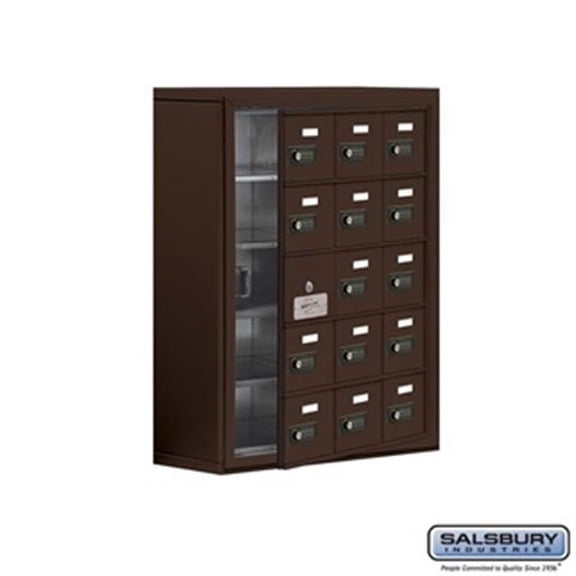SalsburyIndustries Cell Phone Storage Locker With Front Access Panel - Bronze - 5 Door High Unit