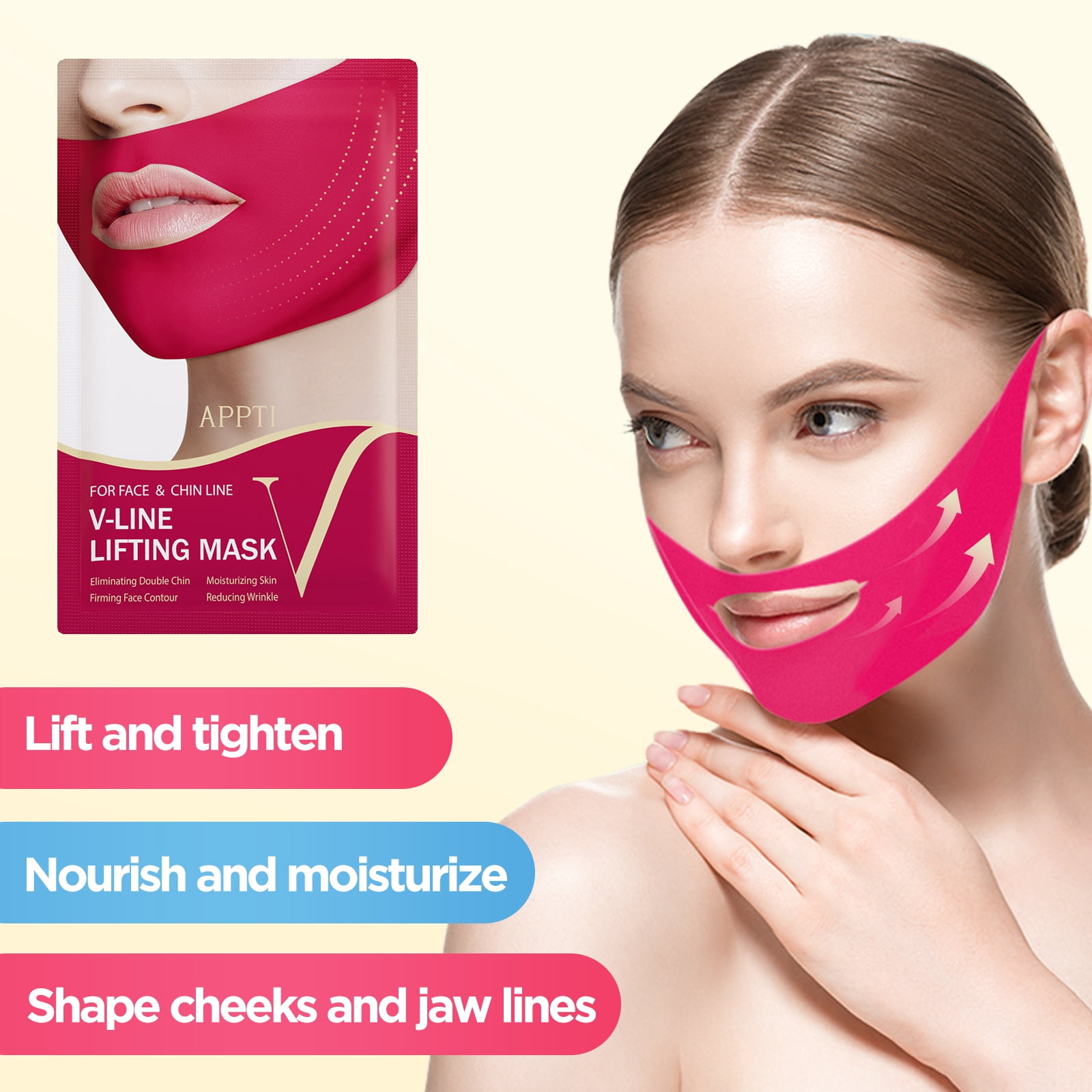 APPTI Red V-Line Lifting Mask 6-Piece Set – Intensive Contouring & Firming Treatment for Defined Jawline and Lifted Facial Appearance, Professional-Grade Mask for Visible Results