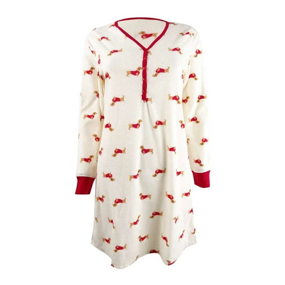 Charter Club Women's Waffle Knit Sleepshirt Nightgown & Socks Set (S, Dogs)