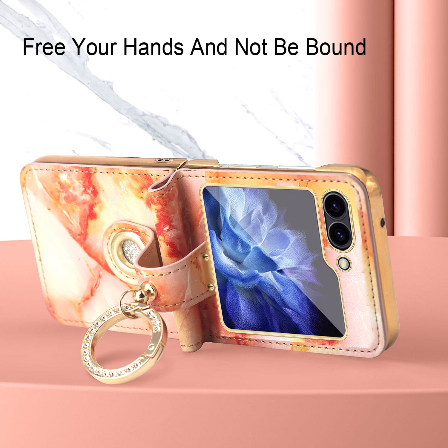 Allytechgroup Galaxy Z Flip6 Case, Stylish PU Leather Slim Fit Case with Ring Holder Shockproof Full Body Protective Phone Case for Samsung Galaxy Z Flip 6, Blue