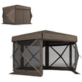 thumbnail image 2 of Outsunny 12' x 12' Hexagonal Pop Up Gazebo with 5 Sidewalls, Portable Outdoor Canopy, Brown, 2 of 9