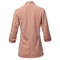 thumbnail image 3 of A2Y Women's Open Front Crepe Stretchable 3/4 Sleeve Office Blazer Jacket Peach S, 3 of 6