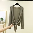 thumbnail image 1 of Uootdi Tie Front Cardigans Women Solid Color Long Sleeve Open Front Casual Loose Lightweight Soft Comfy Cover Ups Gift, 1 of 5