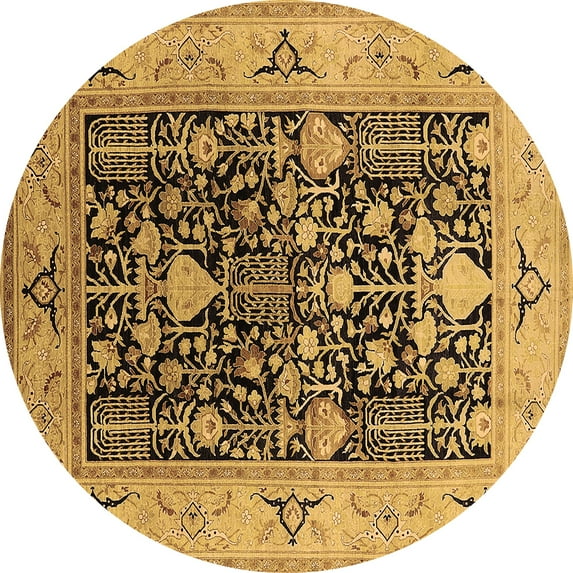 Ahgly Company Indoor Round Oriental Brown Industrial Area Rugs, 3' Round