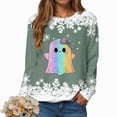 thumbnail image 2 of Godom Halloween Sweatshirts for Women Trendy Ghost Graphic Sweatshirt Oversized Crewneck Long Sleeve Fleece Pullover Sweaters, 2 of 6
