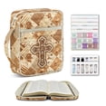 thumbnail image 2 of Pzuqiu Cross Floral Bible Cover Bag for Women Scripture Study Carrying Book Cover Quilted Church Bag with Handle Study Supplies Accessories with Tags&Bookmark Christian Gifts, 2 of 7