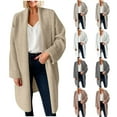 thumbnail image 1 of Sentmoon Womens Fall Tops Lapel Collar Womens Long Sleeve Tops Oversized Solid Color Loose Soft and Cozy Womens Blouses Winter for Weekend Breakfasts Brown XL, 1 of 9