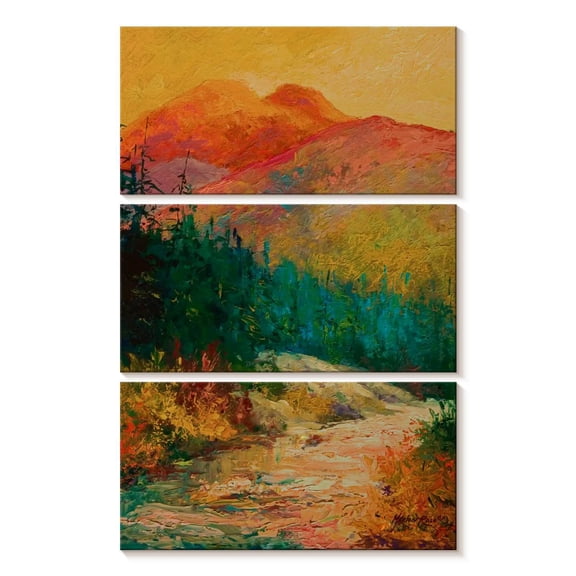 Elephant Stock Northern Essence Ak Wall Art - Vertical Multi Panel Canvas - Living Room Wall Decor - Nature Multi Panel - Orange And Green Decor By Marion Rose - 14" x 23"