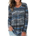 thumbnail image 5 of ZheElen T-shirt Femme Automne Imprimé Col en V Manches Longues Blouse Décontractée, Gris, TG, 5 of 5