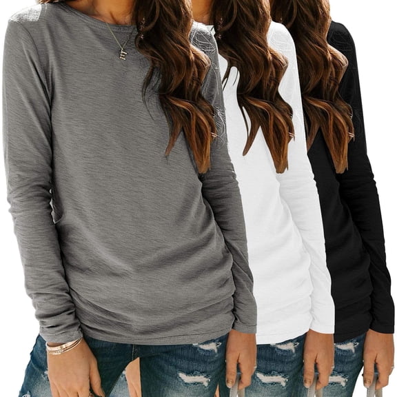 Zeagoo Long Sleeve T Shirt Women Casual Fall Crewneck Basic Shirts Loose Fit Solid Tops