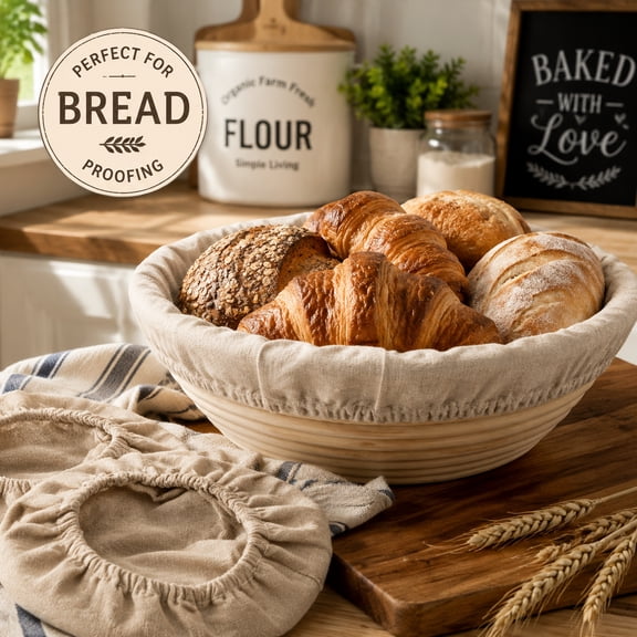 6 Pack 9 Inch Round Bread Proofing Basket Cloth,Liner Sourdough Banneton Proofing Baskets Cloth,Natural Rattan Baking Dough Basket Cover for Dough Rising Baking