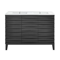 Cascade 48 in. Black Oak, Double Basin Bathroom Vanity With White Ceramic Sink Top