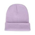 thumbnail image 1 of Men Women Solid Color Warm Woolen Knitted Cap Fluorescent Cuffed Beanie Hat, 1 of 10