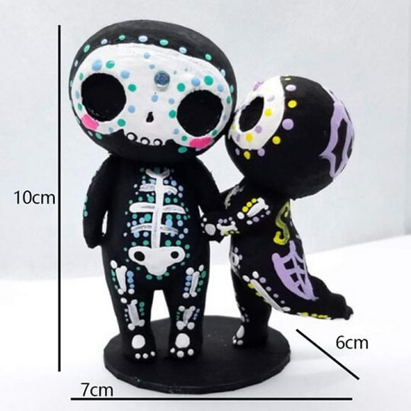 AMERTEER 2PCS Sugar Skull Couple with Rose Figurine Resin Statue for Home Decor Indoor Desktop Ornaments