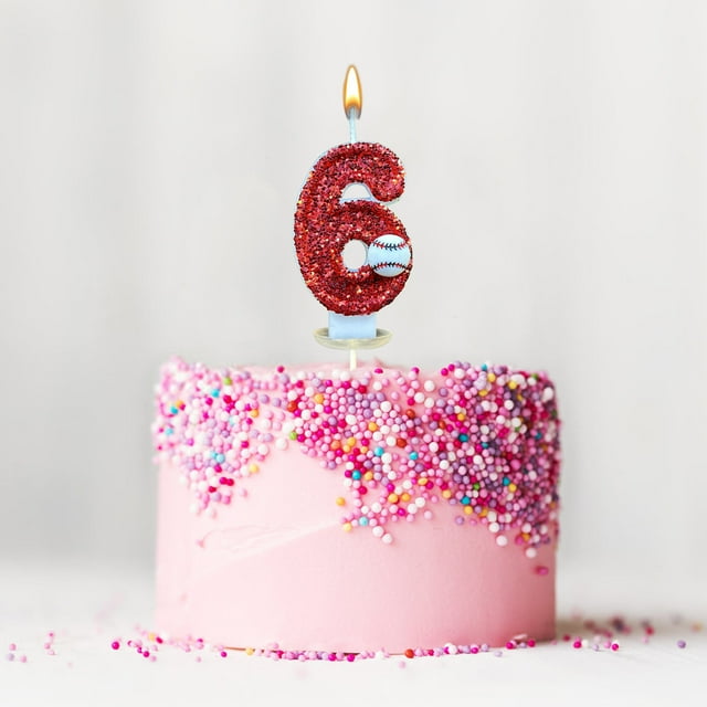 pstuiky Vela de cumpleaños de béisbol, adorno para pastel de béisbol número 9, velas rojas con brillo número 9 para decorar cupcakes, fiesta de cumpleaños para niños y adultos