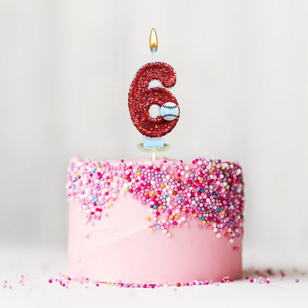 Vela de Cumpleaños de Béisbol, Decoración para Tarta de Béisbol de 9.º Cumpleaños, Velas de Nueve Años con Purpurina Roja, Número 9 para Cupcakes, Decoración para Fiestas de Cumpleaños para Niños y A