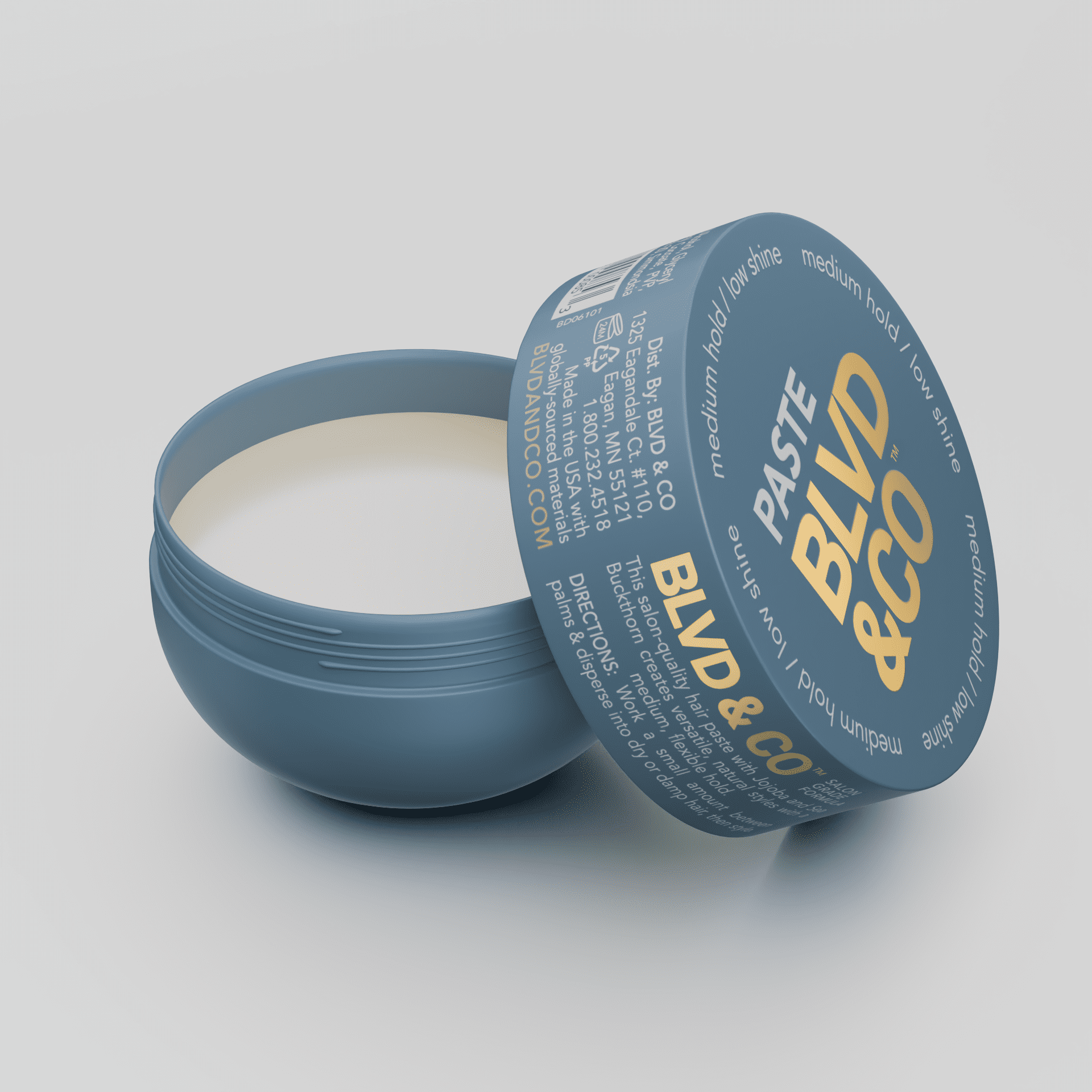 BLVD & CO Men’s Hair Paste, Medium Hold, Low Shine, Clean Ingredients, Defining Styling Paste
