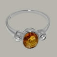 thumbnail image 5 of LBG British Made 925 Sterling Silver Ring with Natural Citrine & Cubic Zirconia Womens Anniversary Ring - 33 size options - Size 4, 5 of 6