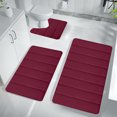 thumbnail image 4 of Bathroom Rugs Sets 3 Pieces, Soft Comfortable Memory Foam Bath Mat and U-Shaped Toilet Rug Area Rug Set, Non-Slip Water Absorption Quick Drying Bath Rug, Home Decor Accessories, Red, 4 of 8