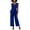 Royal Blue, variant on Scuba Crepe V-Neck Flutter-Sleeve Belted Jumpsuit Kasper Gold 2XL