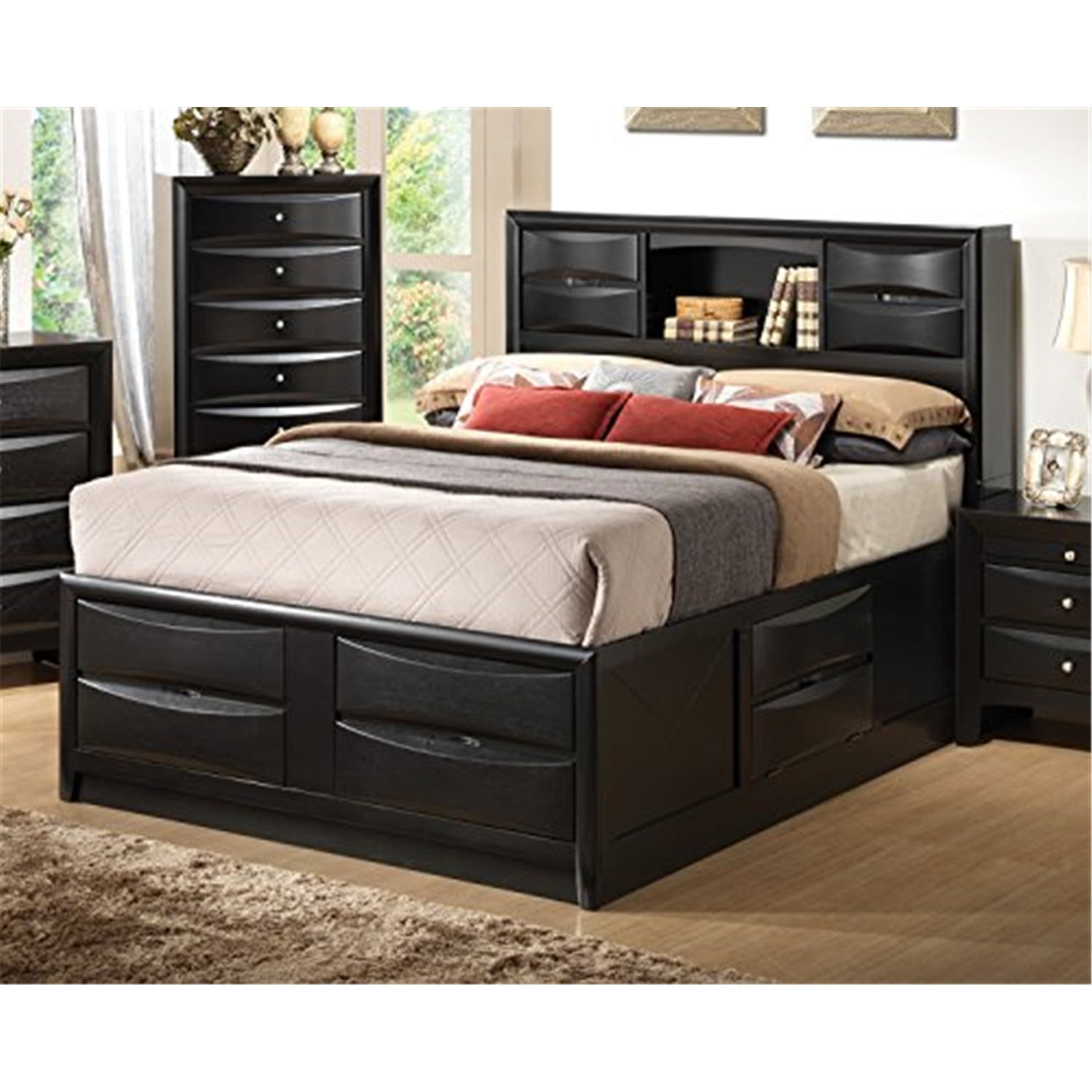 Coaster Briana 5piece Queen Storage Bedroom Set BlackSizeEastern