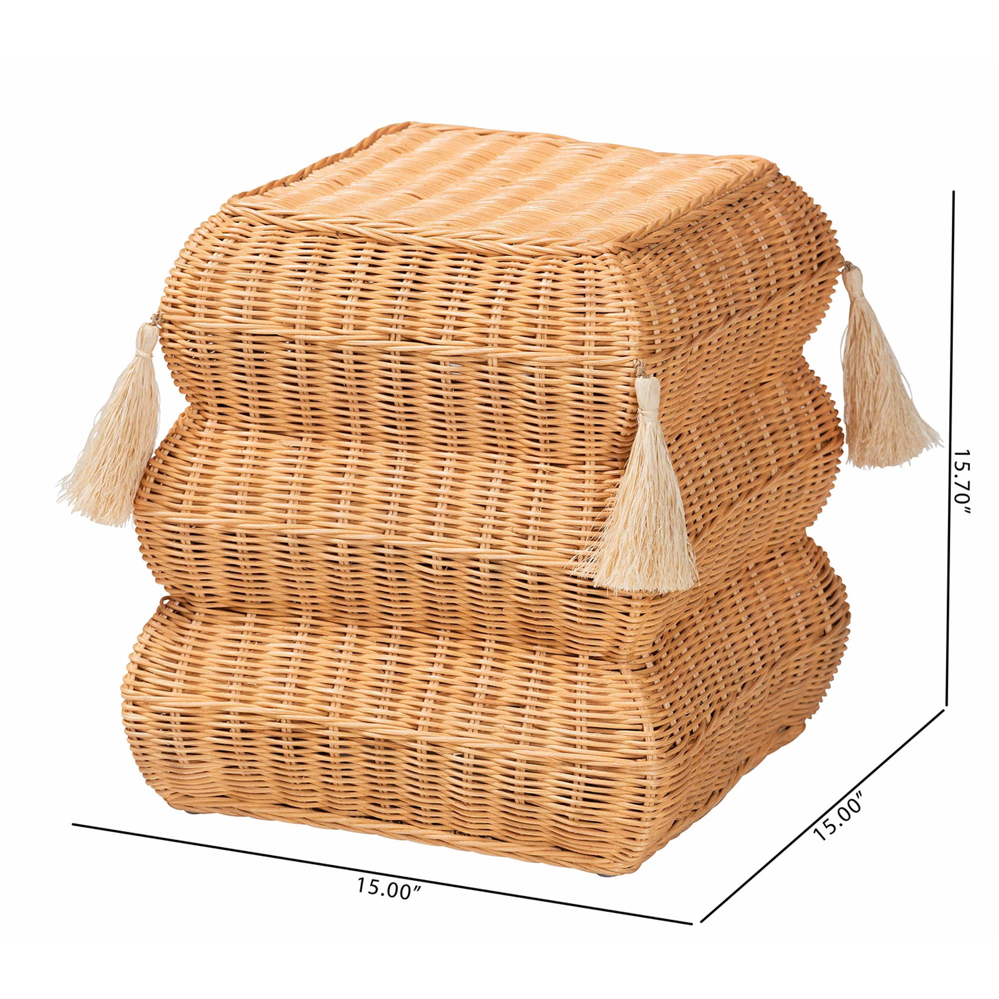 bali & pari Noura Boho Footstool, Light Honey