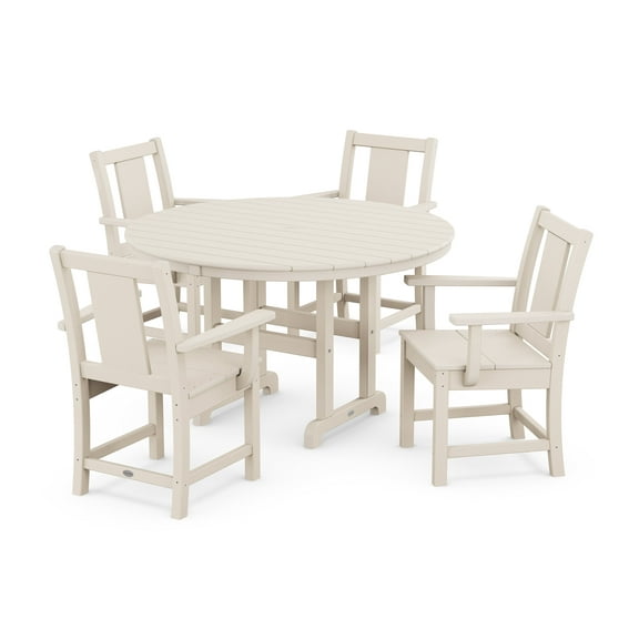 POLYWOOD® Prairie 5-Piece Round Farmhouse Dining Set in Sand