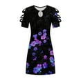 thumbnail image 5 of DailyTrove Women's Sunflower Print Fit & Flare Dress, Short Sleeve, Casual Picnic & Resort Wear, Lightweight Rayon Blend, 5 of 5