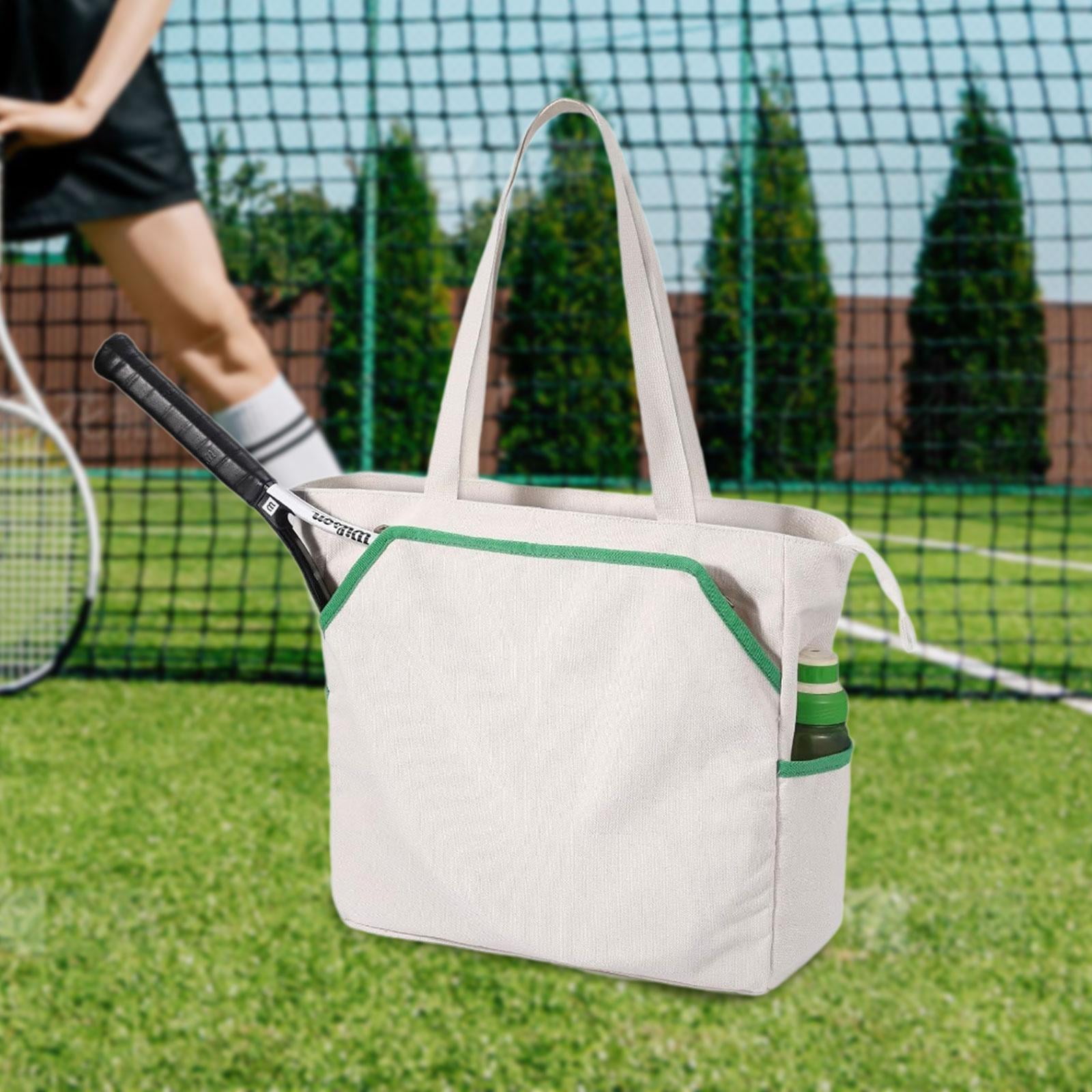 funtasica Tennis Tote Bag, Portable Gym Bag, Holds 4 Rackets, Sports Handbag Pickleball Bag for Men Women Badminton Pickleball White
