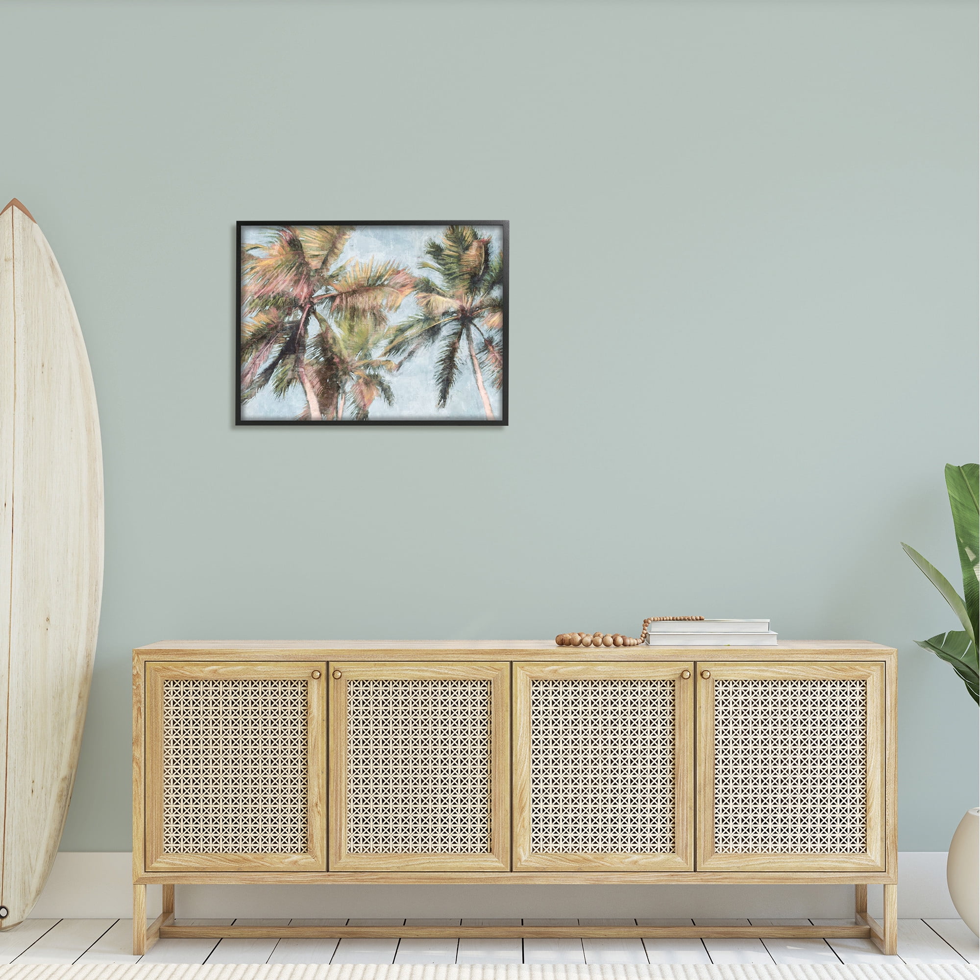 Stupell Industries Tall Looming Breezy Palm Trees Graphic Art Black Framed Art Print Wall Art, Design by Nina Blue