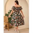 thumbnail image 6 of Yesfashion Womens Plus Size Dresses Floral Print Short Sleeve Square Neck Tie Maxi Dresses, 6 of 7