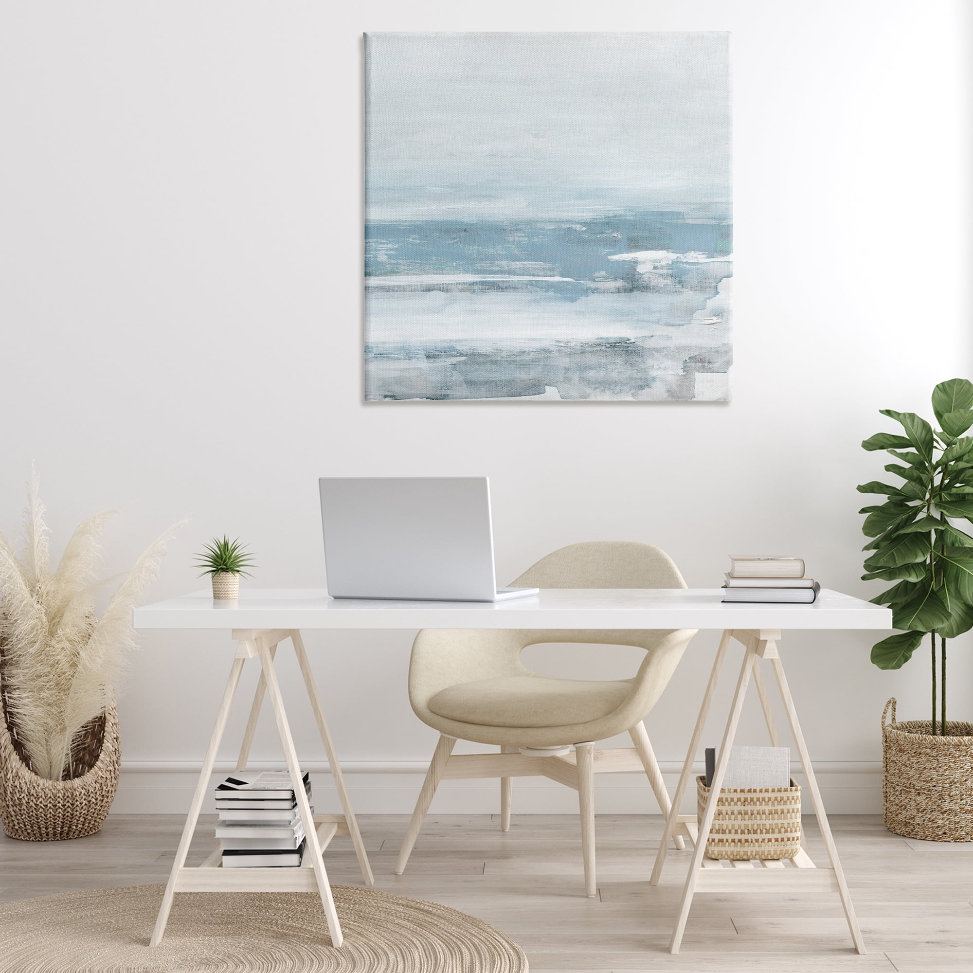 Stupell Industries Foggy Ocean Abstraction Abstract Painting Gallery Wrapped Canvas Art Print Wall Art, 36 x 36