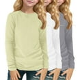 thumbnail image 3 of Thredzr Girls Crewneck Sweatshirt Long Sleeve Shirts Crewneck Fashion Solid Color Tees Oversized T-Shirts Beige-White-Gray 150, 3 of 6