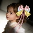 thumbnail image 6 of JoyBowie 4pcs 12 Inch Pastel Satin Hair Bows for Girls, 5 Inch Ribbon Clips for Kids Party Daily Hairstyles, 6 of 10