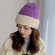 thumbnail image 5 of Gorro de punto al aire libre, sombreros térmicos holgados suaves para mujer, resistente , resistente al frío, elegante, de protección - Púrpura Macarena Sombrero de punto de mujer, 5 of 7