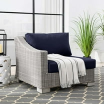 Modway Conway Outdoor Patio Wicker Rattan Left-Arm Chair in Light Gray Navy