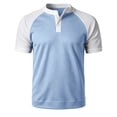 thumbnail image 4 of ZHOGXU Fashion Patchwork Short Sleeve O Neck Men's T Shirts With Button Work Wear, 4 of 7