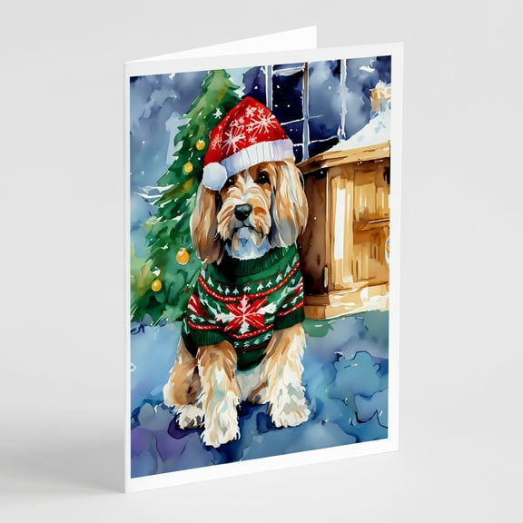 Petit Basset Griffon Vendeen Christmas Greeting Cards Pack of 8 7 in x 5 in
