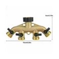 thumbnail image 2 of Adaptador de manguera de 4 vías con rosca de latón de 3/4" para riego de jardín (dorado) (1 unidad), 2 of 5