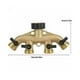 thumbnail image 2 of Adaptador de manguera de 4 vías con rosca de latón de 3/4" para riego de jardín (dorado) (1 unidad), 2 of 5