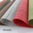 thumbnail image 3 of Astarin Placemats, Woven Crossweave Placemat for Dining Table, PVC Vinyl Kitchen Mat, Set of 4, 12x18 Inches, Beige, 3 of 7
