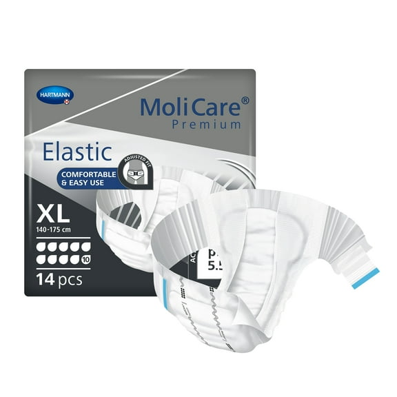 MoliCare Premium Incontinence Brief, 10D - Heavy Absorbency Adult Diaper, Unisex, Size XL, 14 Count, 4 Packs, 56 Total