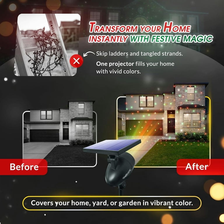 Bell + Howell Solar Laser Christmas Projector Lights Outdoor