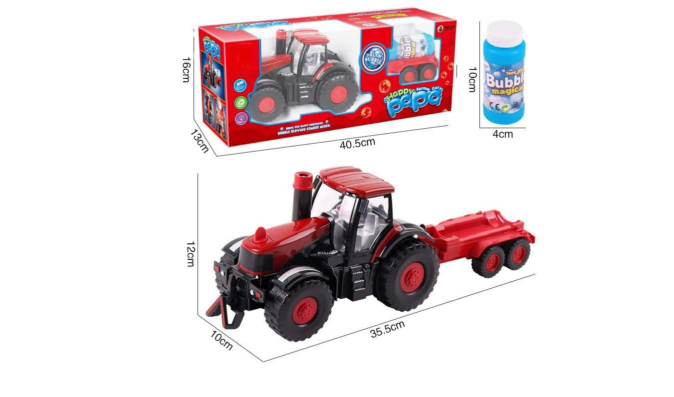 Bubble Blowing Farm Tractor Truck w/ Light Sound Outdoor Children's Kids Toys 