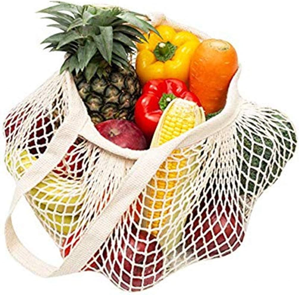Nvzi Reusable Grocery Shopping Net Bag Pure Cotton Mesh Fruit and